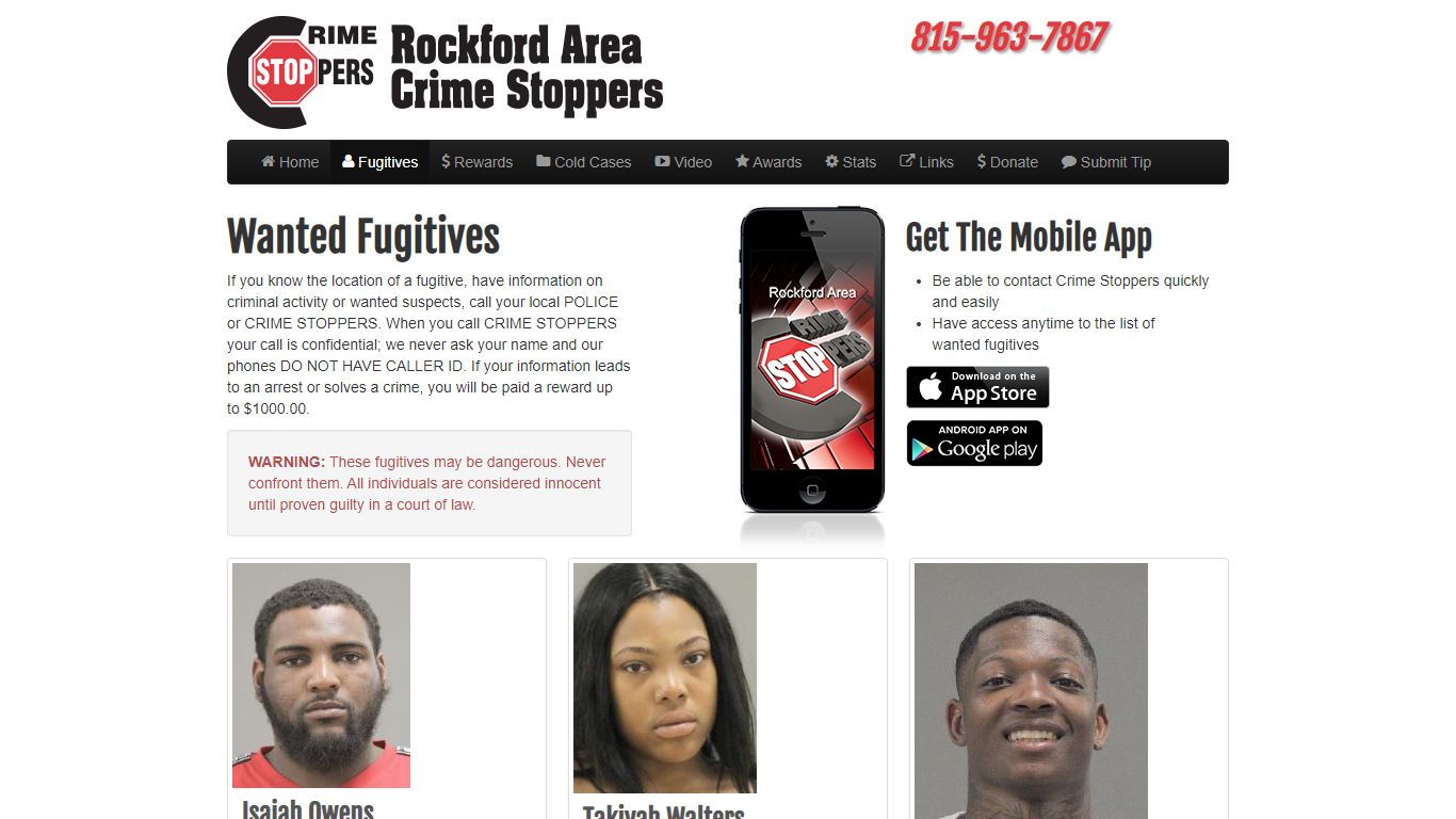 Wanted Fugitives | Rockford Area Crime Stoppers